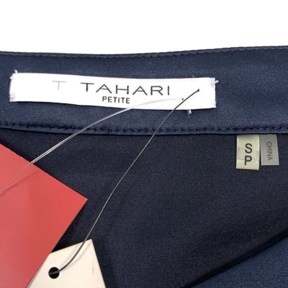 T Tahari Thanielle Watercolor Pattern Blouse in Zenith Blue Size Petite Small - Picture 6 of 10